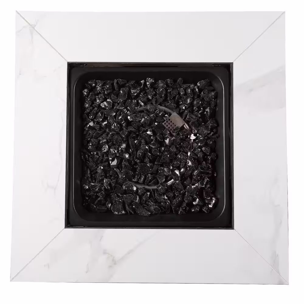 Endless Summer 30 in. Gas Fire Pit Table with Cover, Black Glass