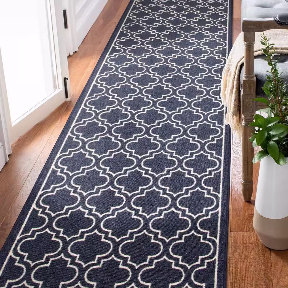 TrafficMaster Trellis Navy 2 ft. 2 in. x Your Choice Length Roll Runner