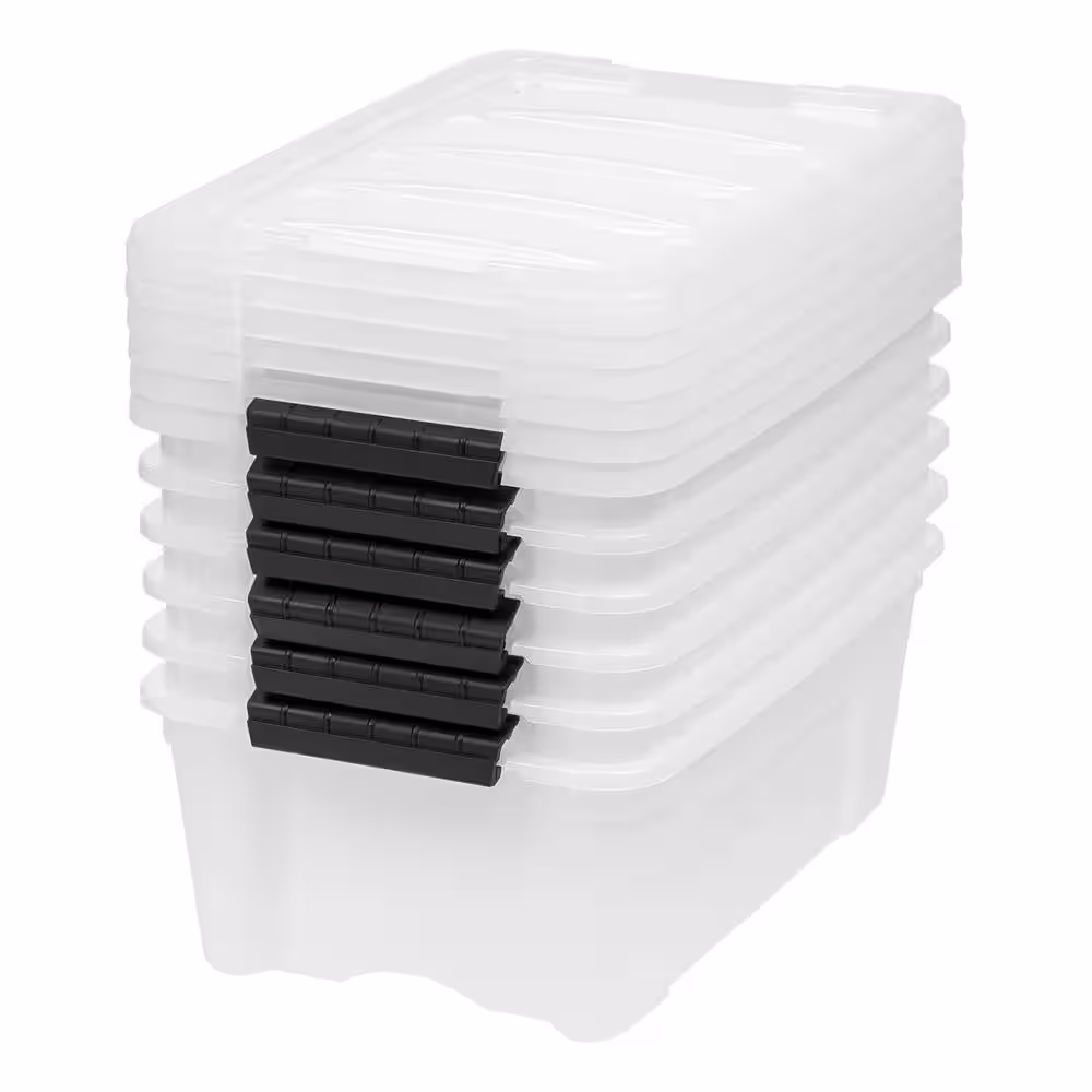 IRIS 12 qt. Stack & Pull Box in Pearl (6-Pack)