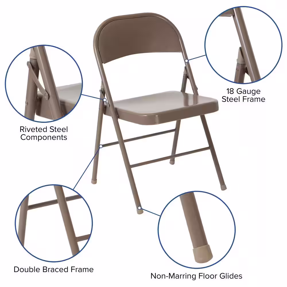 Carnegy Avenue Beige Metal Folding Chair (4-Pack)