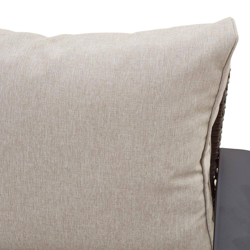 Patio Festival X-Arm 3-Piece Wicker Conversation Set with Beige Cushions