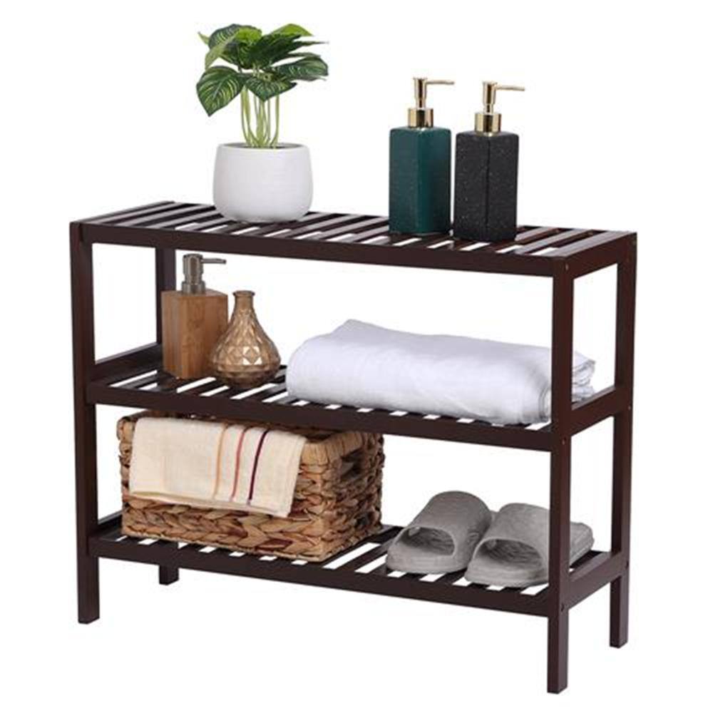 None 27.6 in. L x 9.8 in. W x 21.65 in. H 12-Pairs 3-Tier Brown Bamboo Shoe Rack