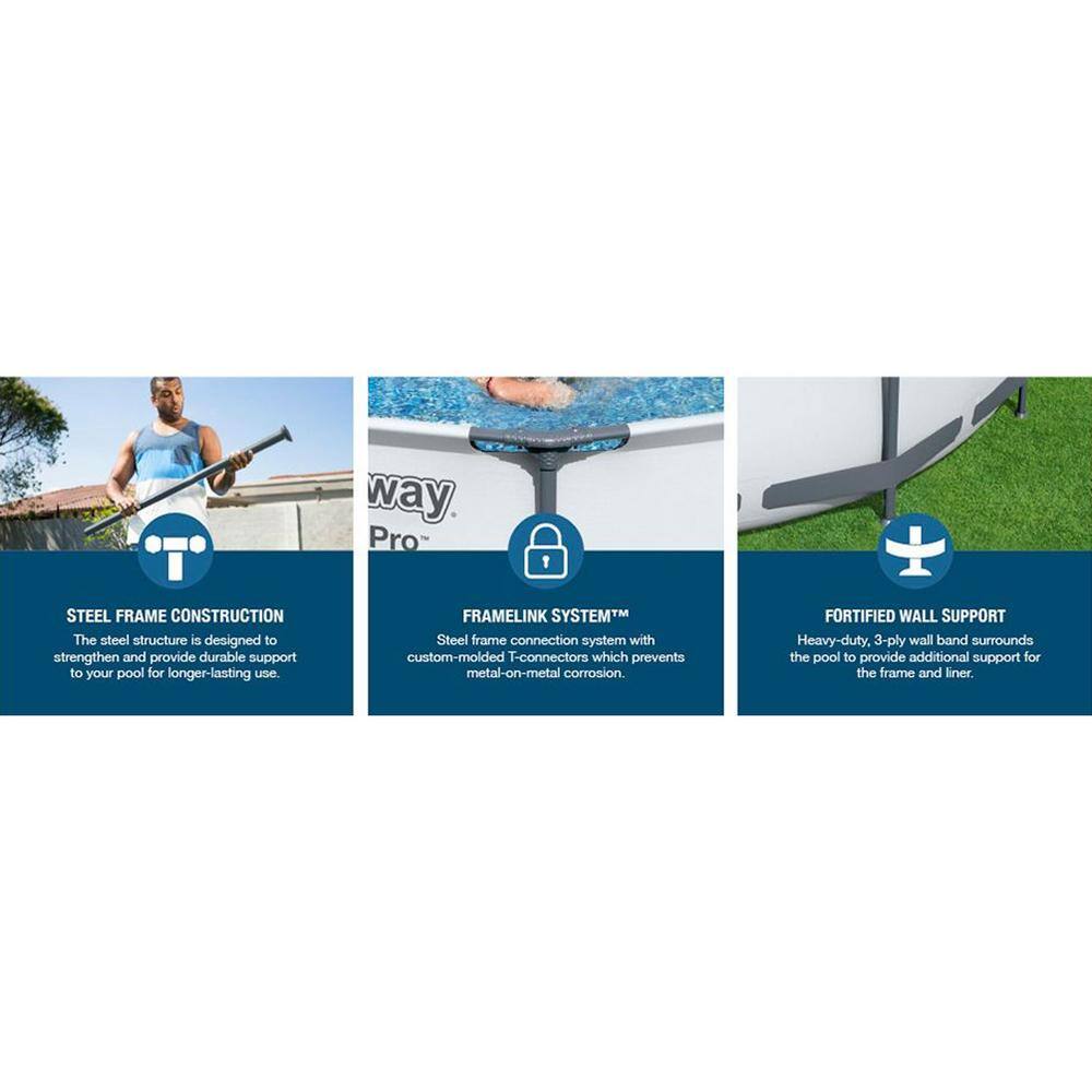 Bestway Steel Pro Max 12 ft. Round x 30 in. Deep Above Ground Swimming Pool and Pump
