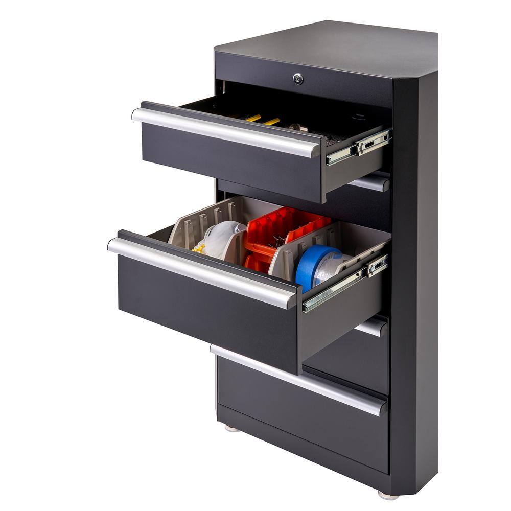 TRINITY 41.3 in. H x 72.2 in. W x 19 in. D Steel Garage Cabinet Set in Black (6-Piece)