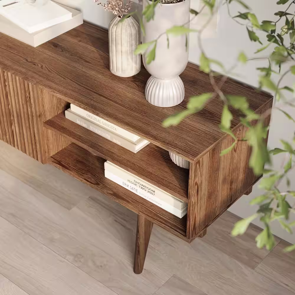 None Kelly Brown TV Stand Fits TV's up to 65 in. with wooden legs