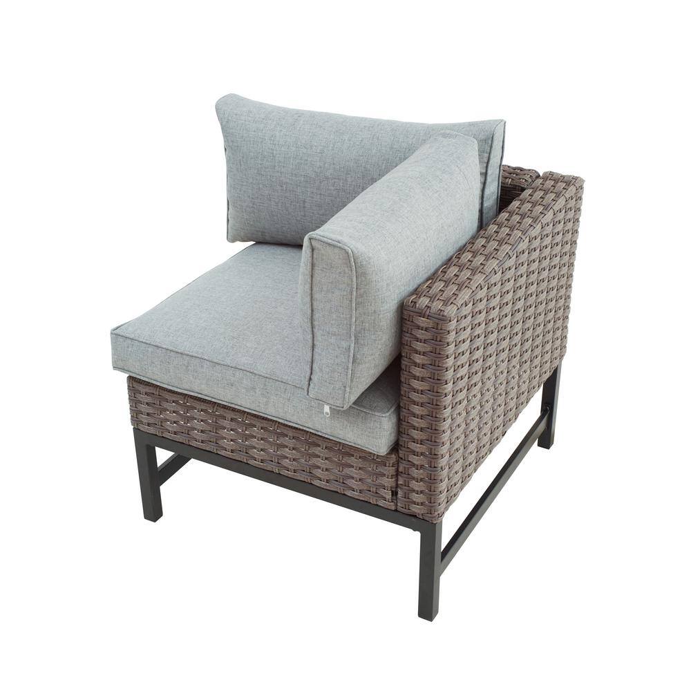 Patio Festival 12-Piece Wicker Right-Angle Collection Patio Conversation Set with Gray Cushions