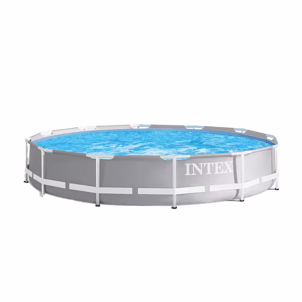 Intex 12 ft. x 30 in. Prism Frame Above Ground Pool with Pool Solar Cover Tarp, Blue