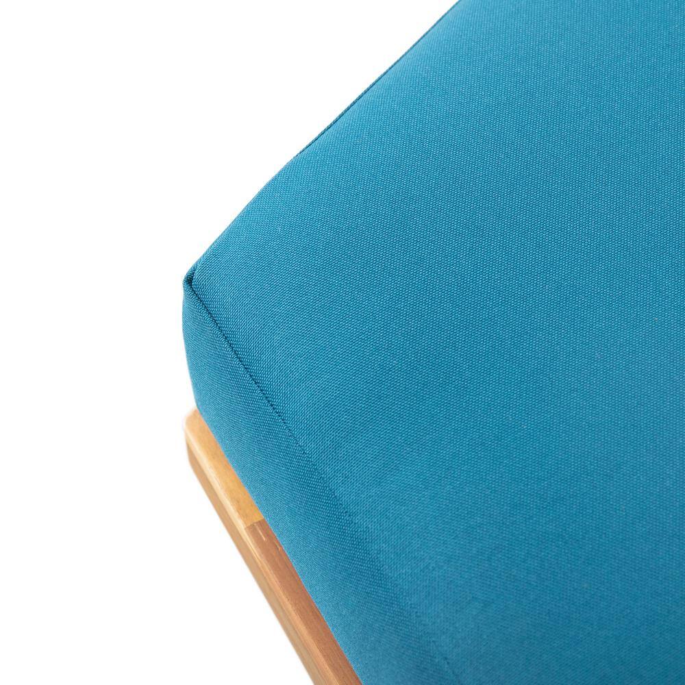 Noble House Mirabelle Teak Brown 4-Piece Wood Patio Conversation Sectional Seating Set with Dark Teal Cushions