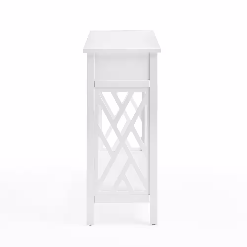 Alaterre Furniture Coventry 32 in. White Standard Rectangle Wood Console Table with Drawer