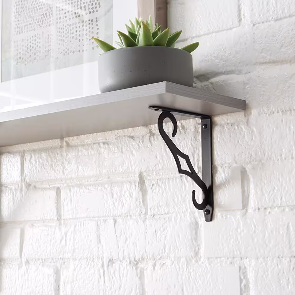 StyleWell 5.4 in. x 6.5 in. Matte Black Colonial Decorative Shelf Bracket