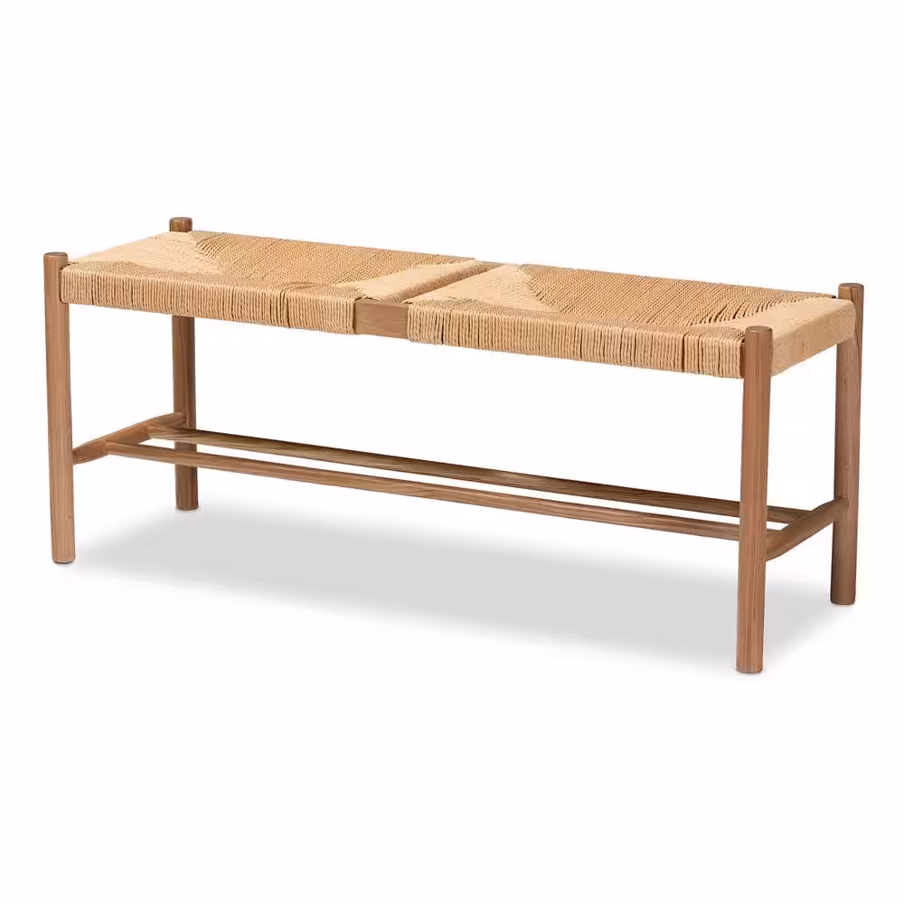 Baxton Studio Saura Brown Bench (17.7 in. H x 43.3 in. W x 13.8 in. D)