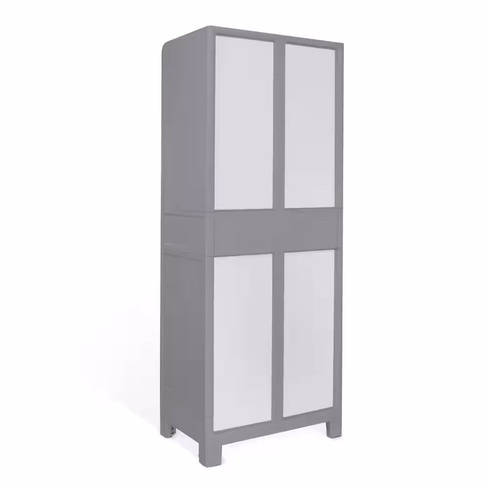 MQ Eclypse 28.4 in. W x 72 in. H x 18.11 in. D Large 3 Shelf Wardrobe Freestanding Cabinet in Gray
