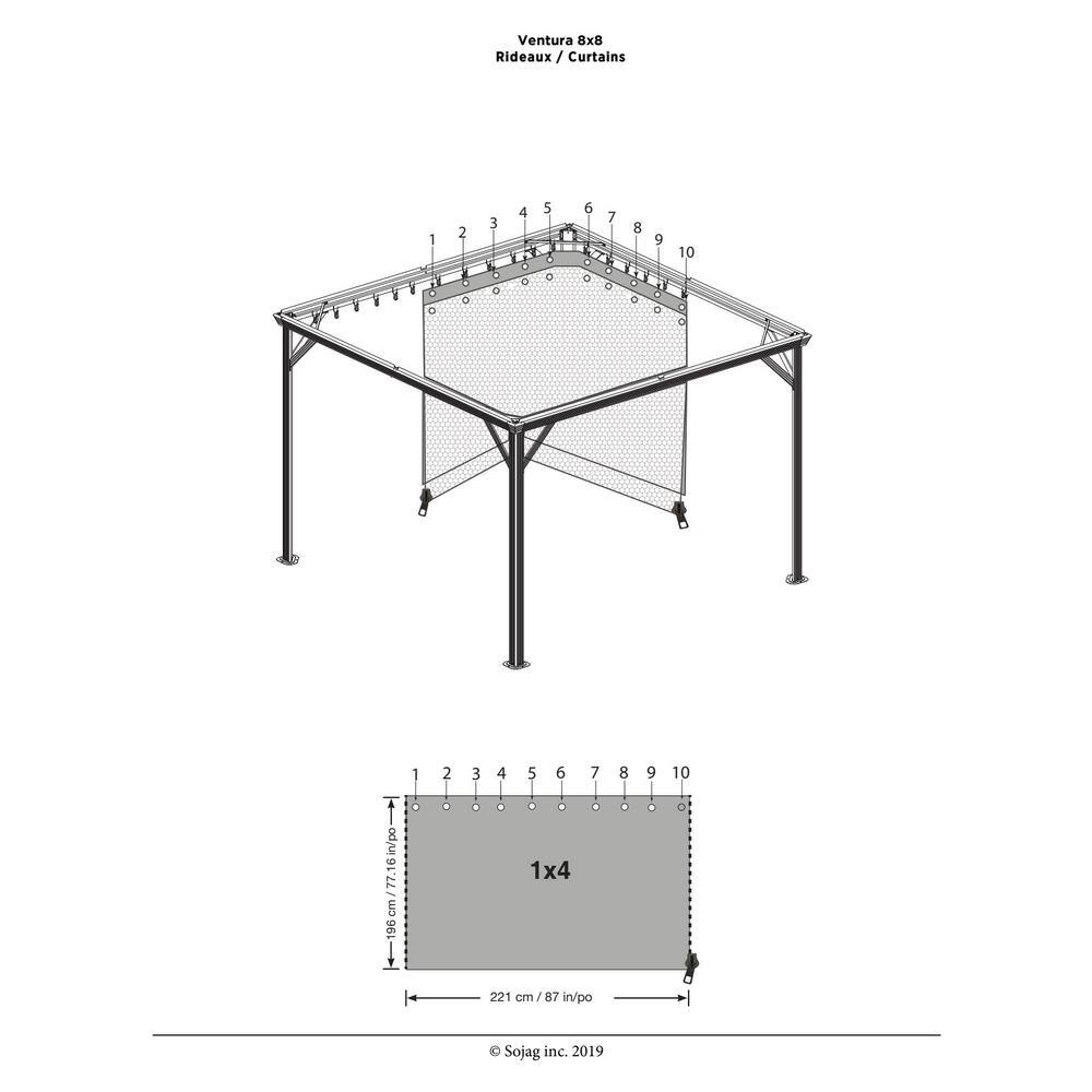 Sojag Ventura 8 ft. x 8 ft. Grey Polyester Curtains