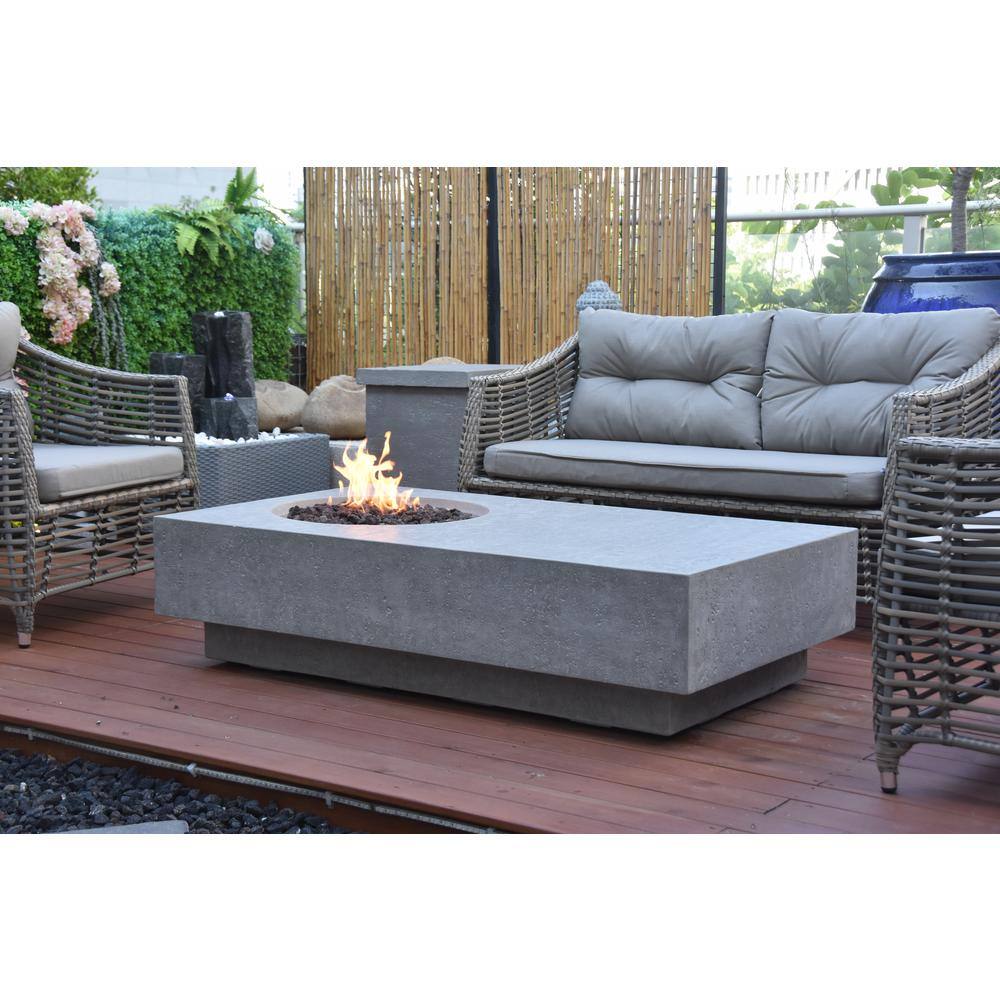 Elementi Metropolis 56 in. x 32 in. x 14 in. Rectangle Concrete Natural Gas Fire Pit Table in Light Gray