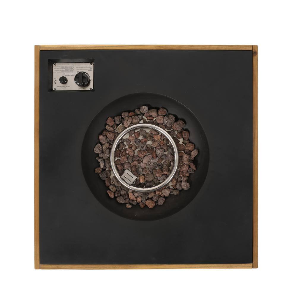 Noble House Barnsley Teak Square Wood Fire Pit Table