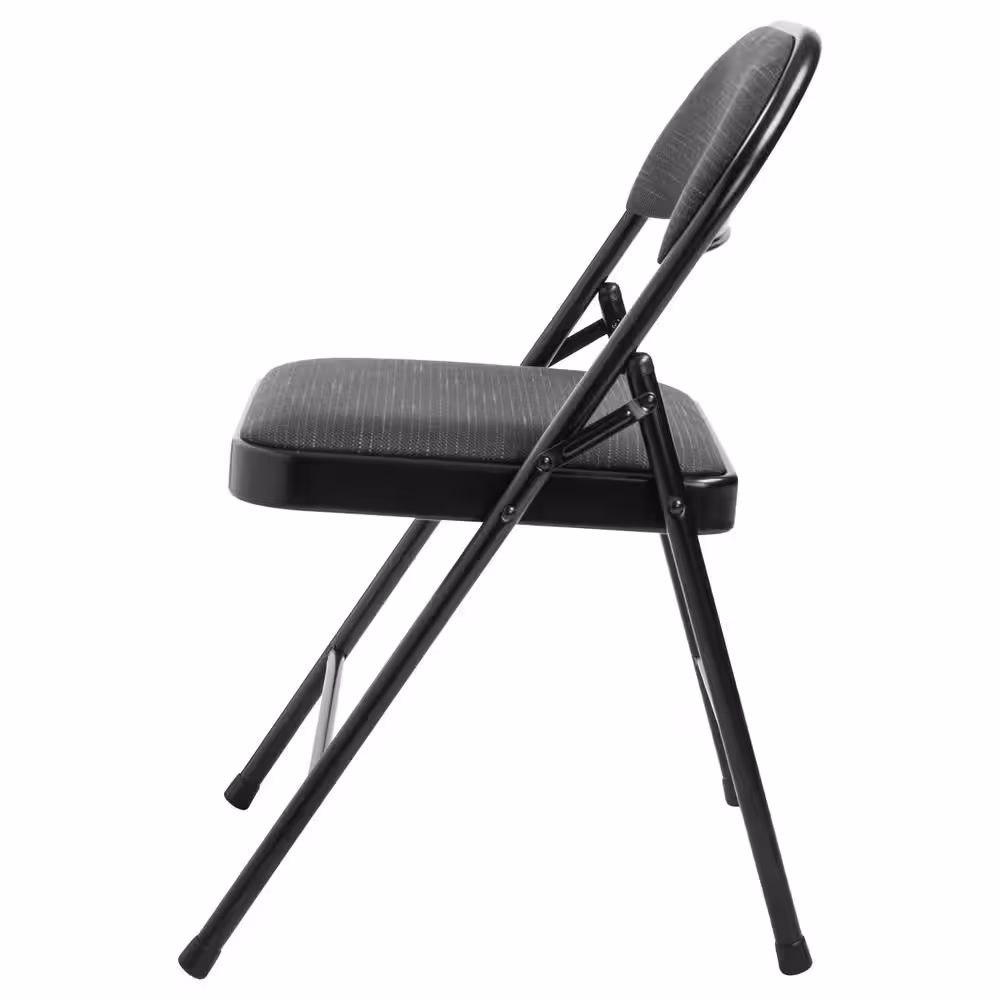 None 900 Star Trail Black Fabric Padded Metal Frame Folding Chair (4-Pack)