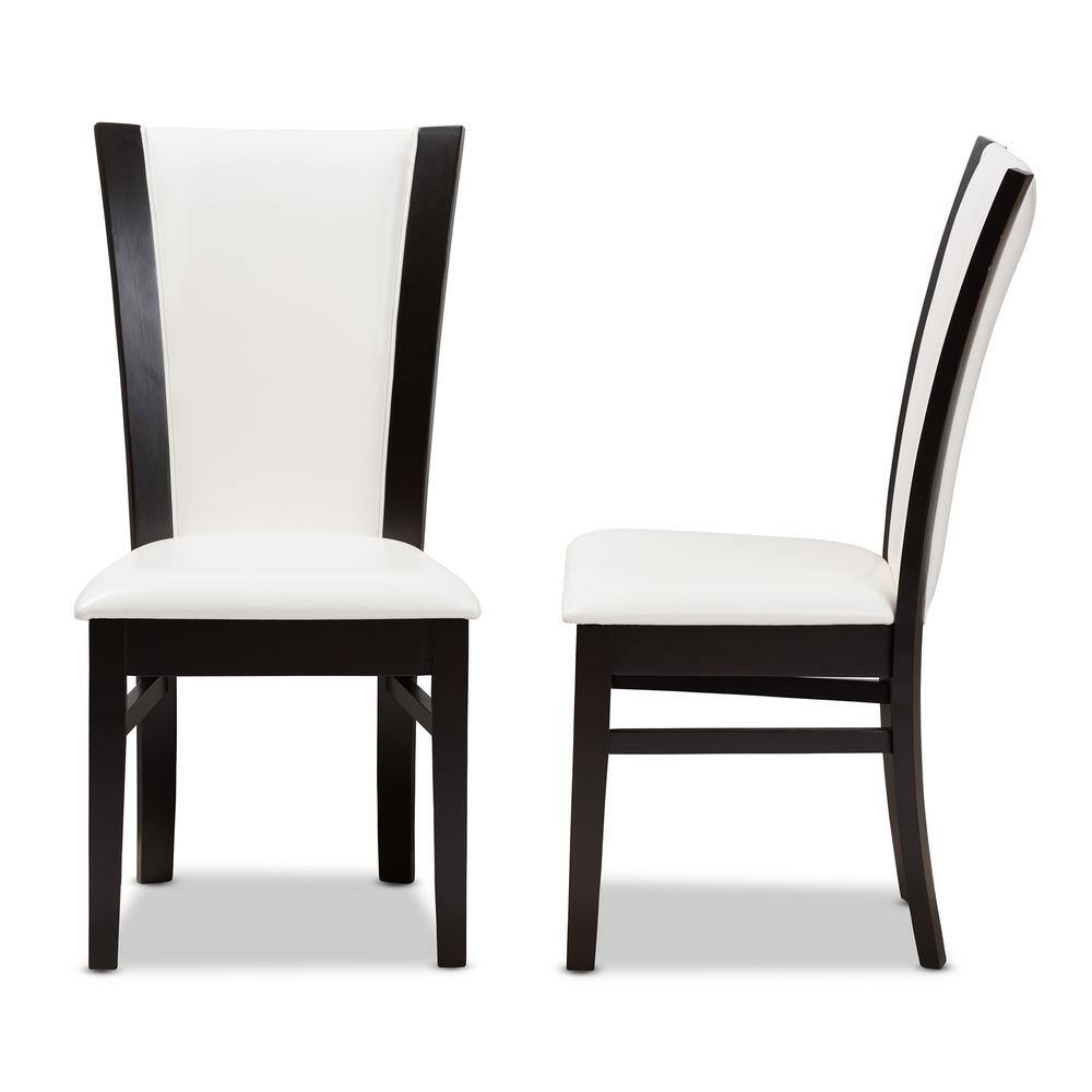 Baxton Studio Adley White and Dark Brown Faux Leather Dining Chair (Set of 2)