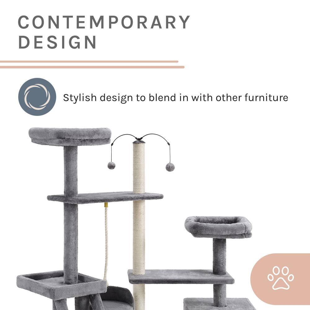 Sam's Pets Longshot 53.5 in. Gray Cat Tree