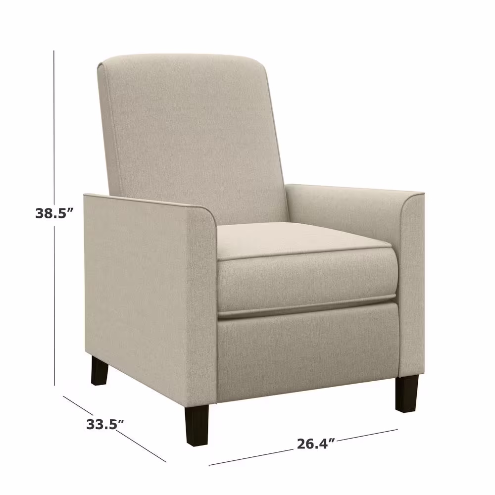StyleWell Maycotte Biscuit Beige Upholstered Pushback Recliner