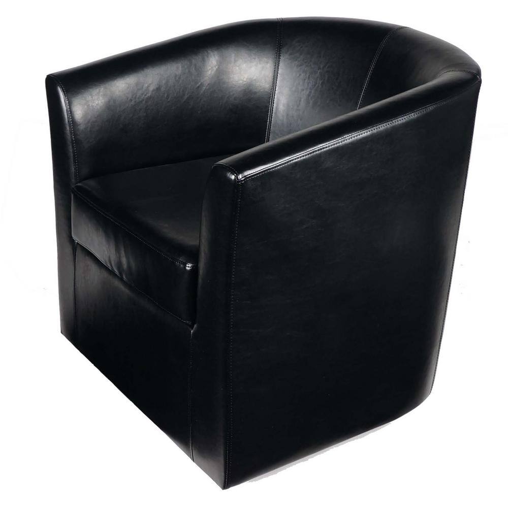 Noble House Daymian Black PU Swivel Club Chair