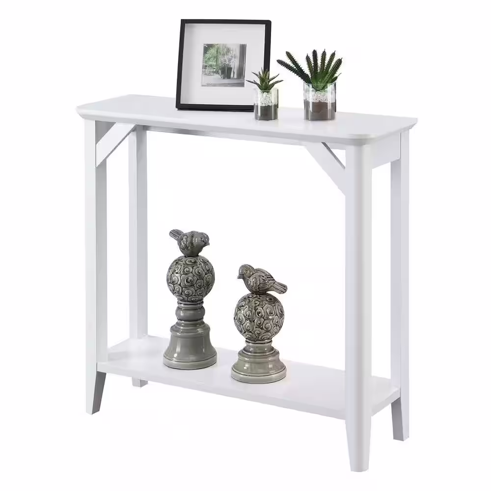 Convenience Concepts Winston 36in. White Standard Rectangle Particle Board Console Table with Shelf