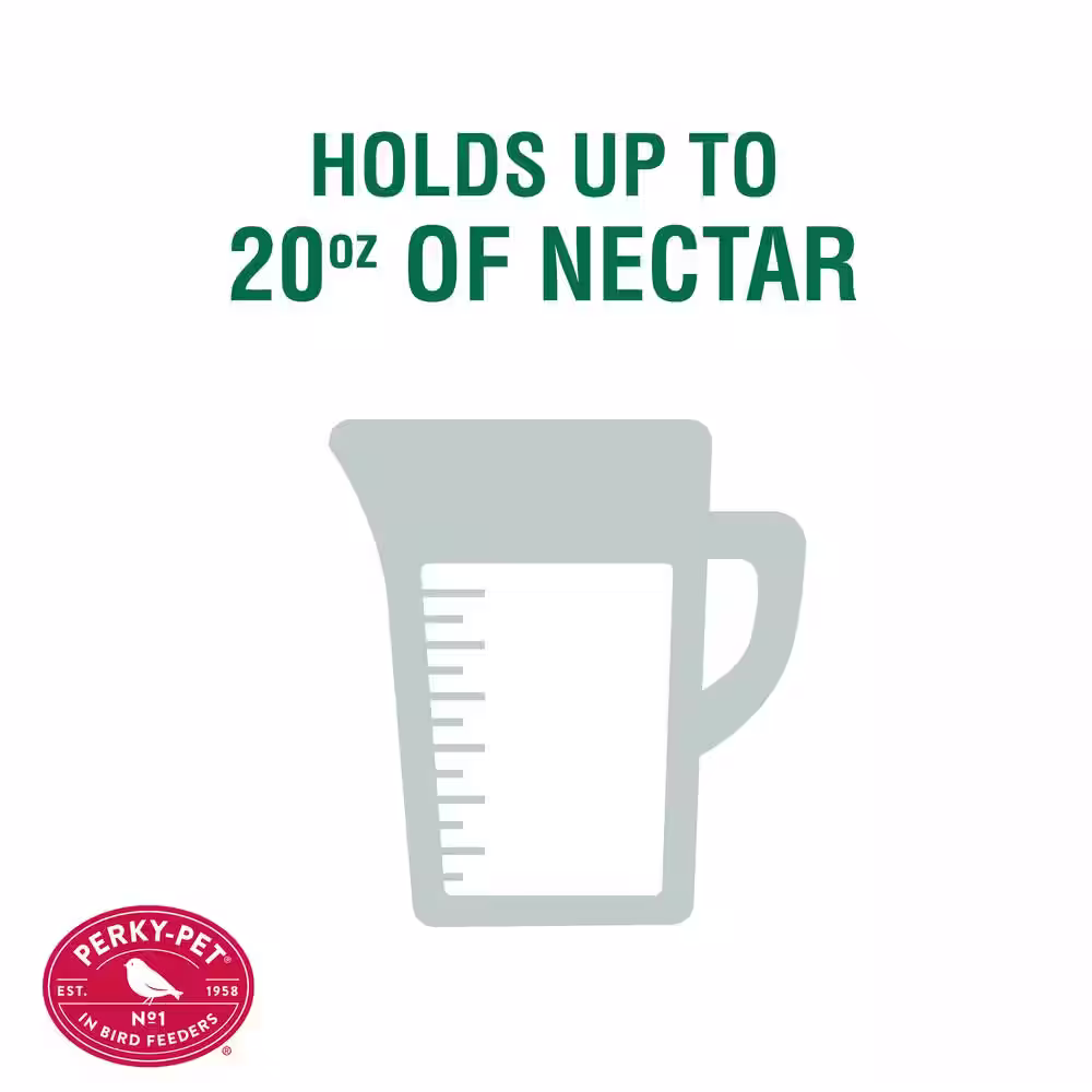 Perky-Pet Adjustable Perch Glass Hummingbird Feeder - 20 oz. Capacity