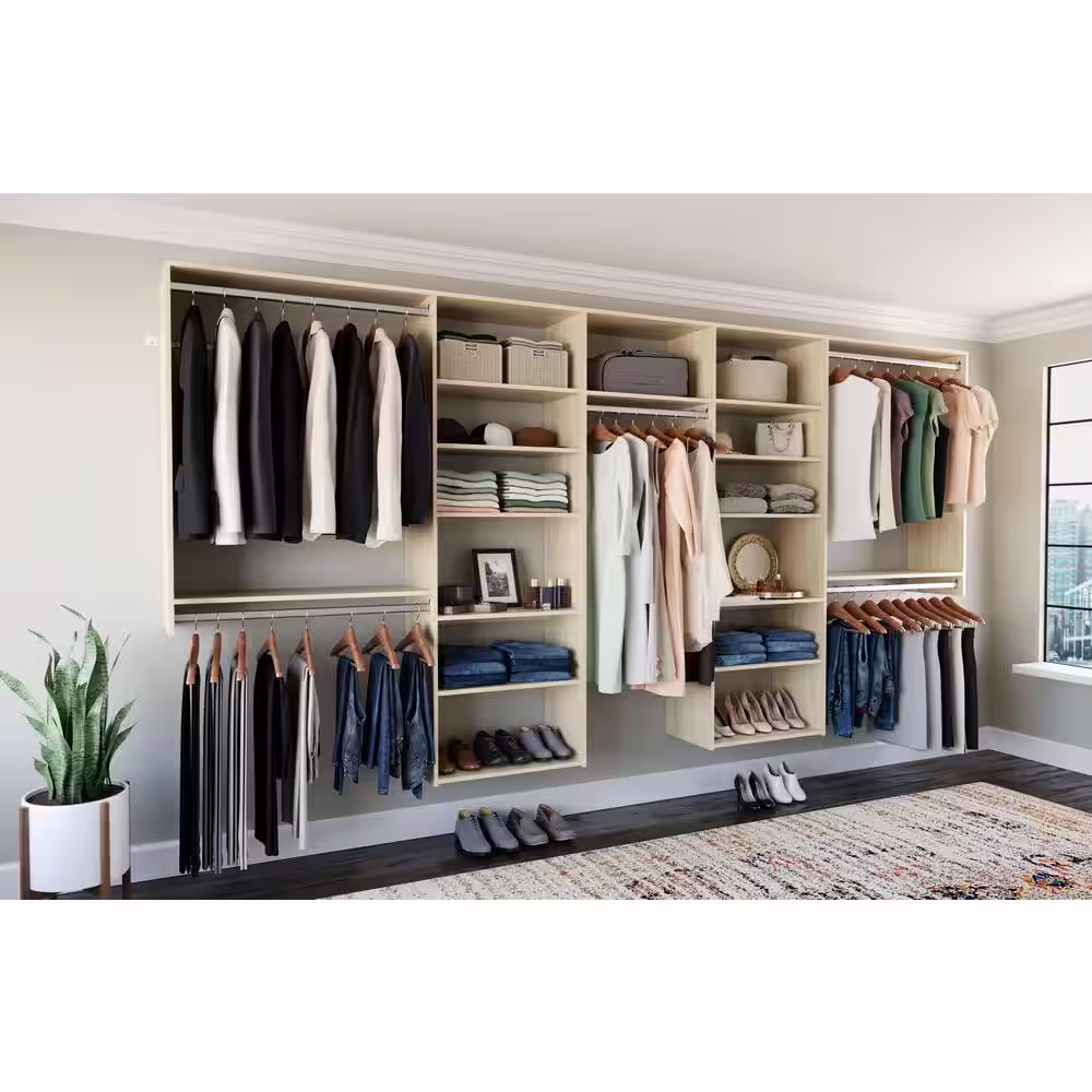 Closet Evolution 120 in. W - 144 in. W Harvest Grain Wood Basic Closet System