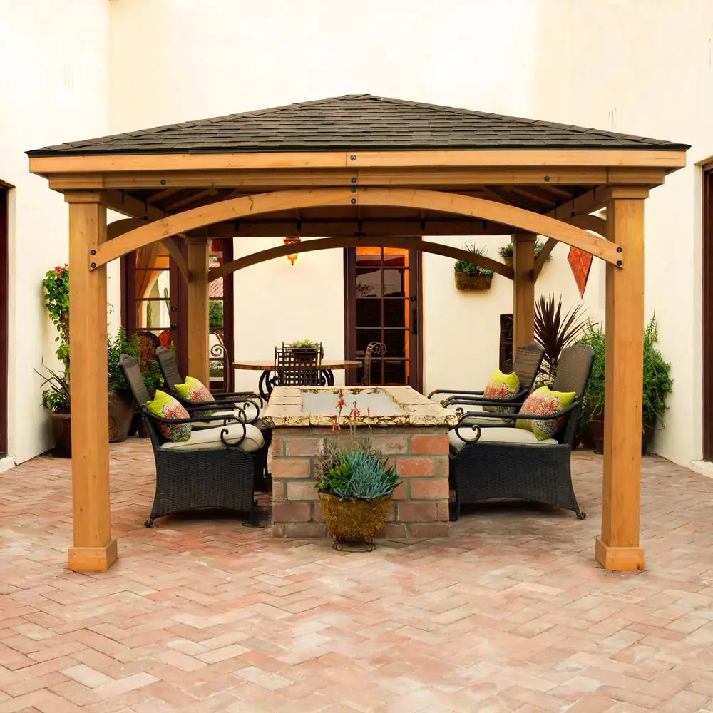 Lawnmaster Naples 12 ft. x 12 ft. Cedar Pergola Pavilion (Shingles not Included)