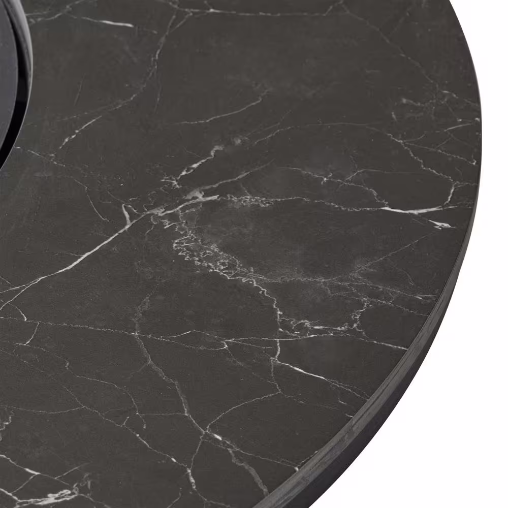 Hampton Bay 35.2 in. W x 24 in. H Round Wicker Finish Fire Table with Sintered Stone Tabletop