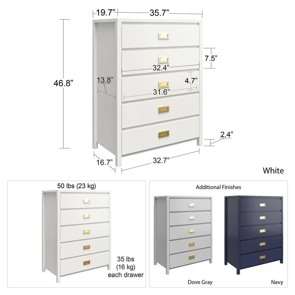 Little Seeds Monarch Hill Haven 5-Drawer Navy Dresser (46.77 in. H x 35.67 in. W x 19.68 in. D)