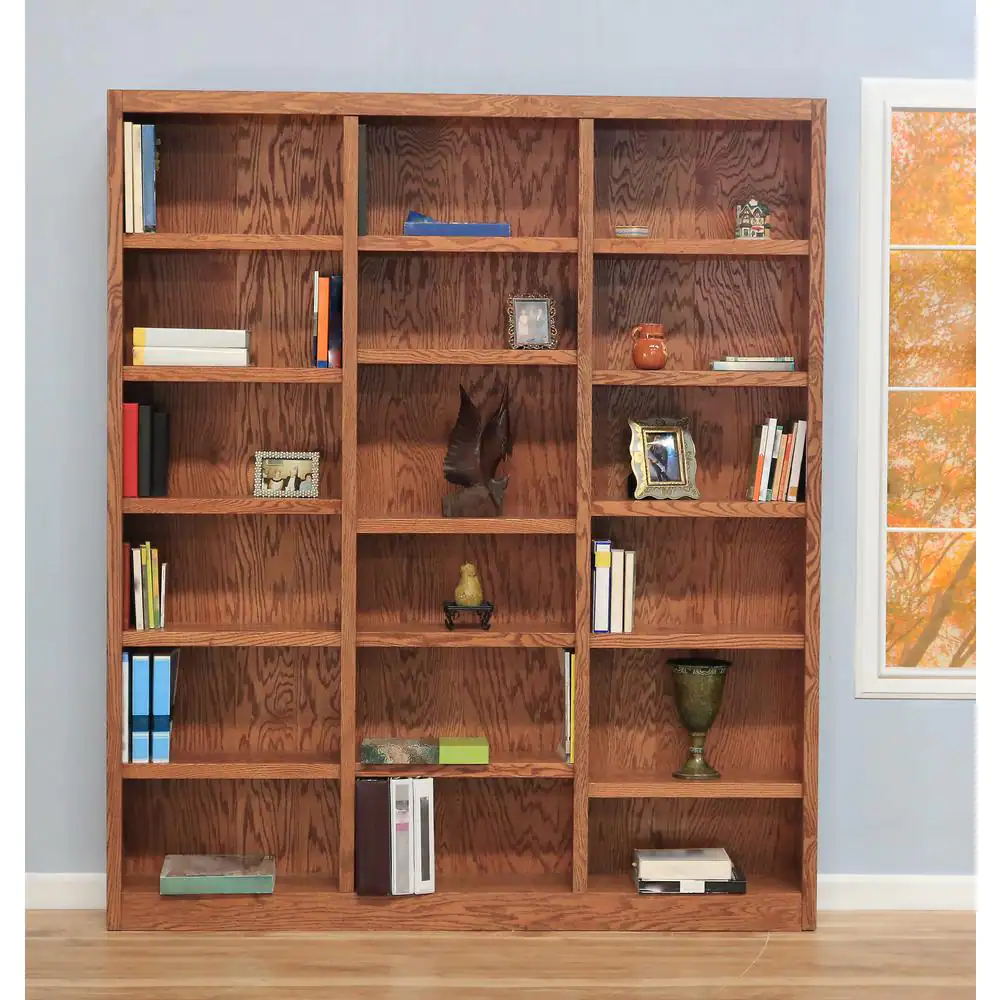 Concepts In Wood 84 in. Dry Oak Wood 18-shelf Standard Bookcase with Adjustable Shelves