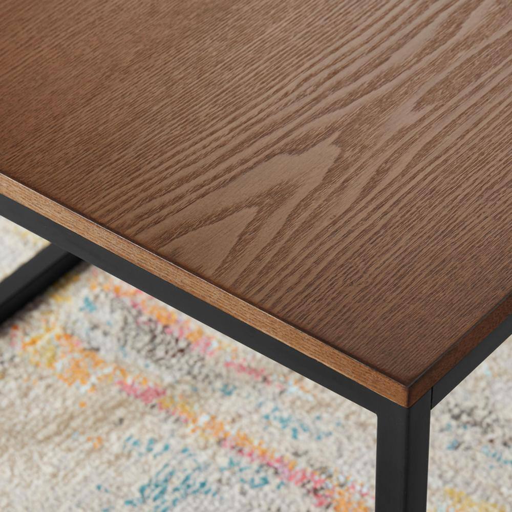 StyleWell Donnelly Black Rectangular Coffee Table with Haze Wood Top