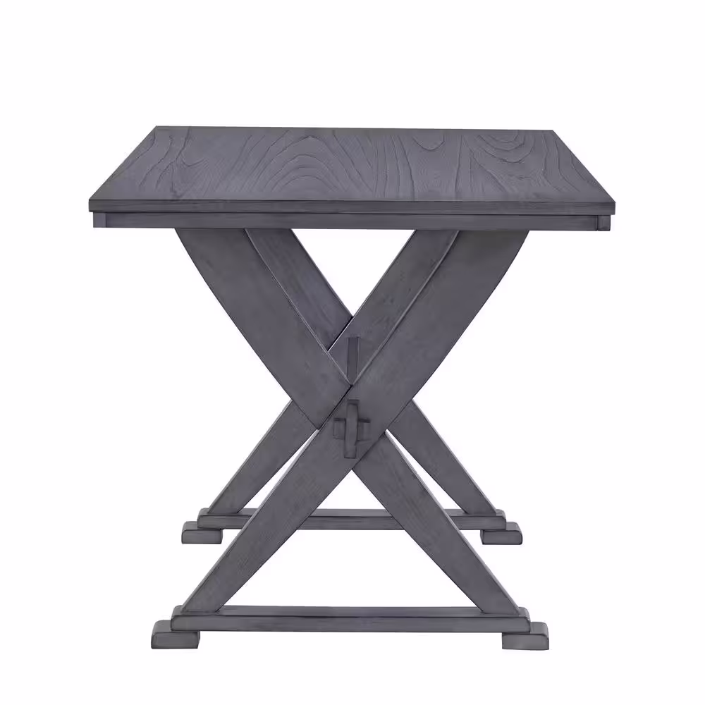 None 5-Piece Grey Wood Top Kitchen Dining Table Set Dining Room Table and 4-Upholstered Chairs