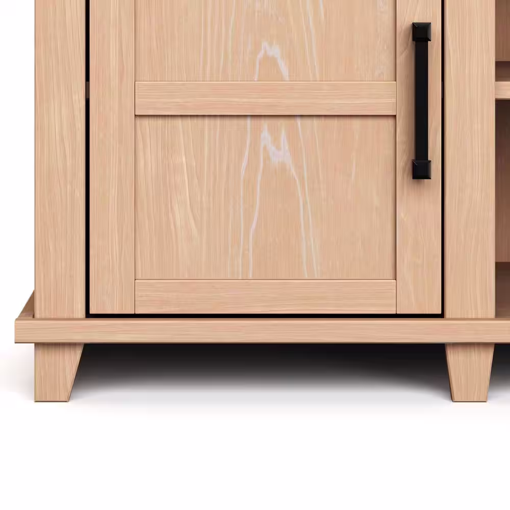 None Bridgevine Home 86 in. No Assembly Required Fruitwood Finish Solid Wood TV Stand, Fits TVs up to 95 in.