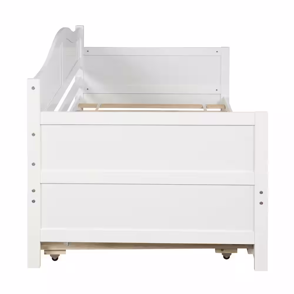 Harper & Bright Designs White Twin Wood Daybed with Trundle