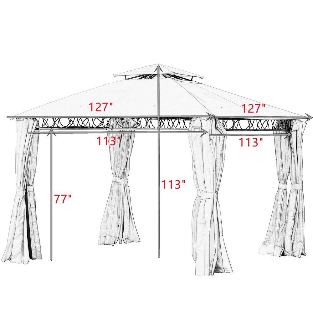 None 10.5 ft. x 10.5 ft. Quality Double Tiered Grill Canopy, Outdoor BBQ Gazebo Tent with UV Protection, Beige
