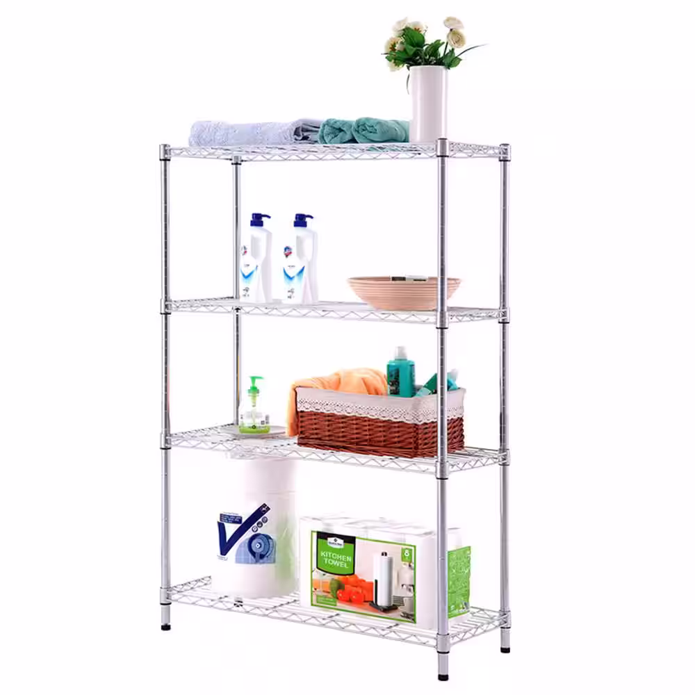 HDX 4-Tier Steel Wire Shelving Unit in Chrome (36 in. W x 54 in. H x 14 in. D)