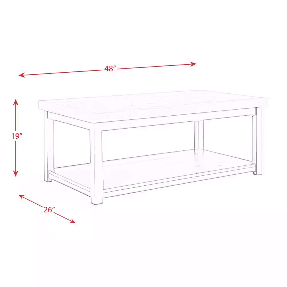 Picket House Furnishings Caleb 48 in. Espresso Large Rectangle Stone Coffee Table