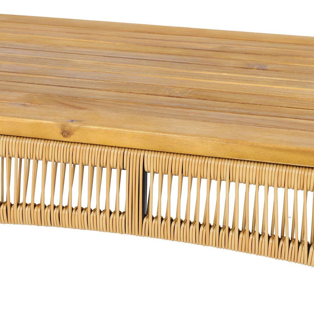 Noble House Judland Teak 4-Piece Wood and Wicker Patio Conversation Set with Beige Cushions