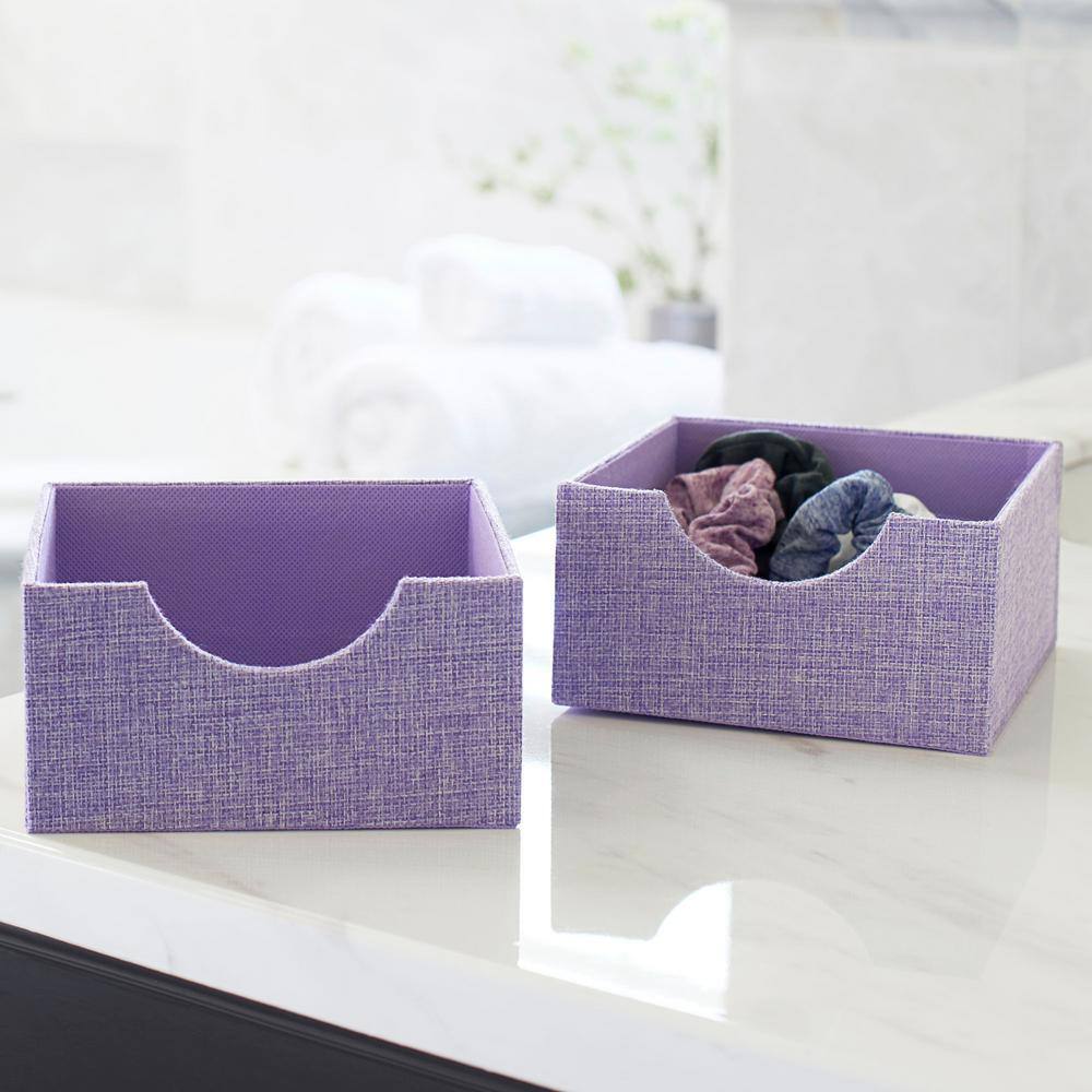 HOUSEHOLD ESSENTIALS 2PC Iris Heather 6 in. Linen Square Hard-Sided Trays
