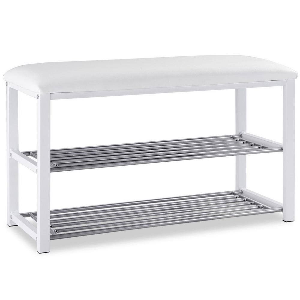Boyel Living 19 H 6-Pair 2-Tier White Metal Shoe Rack