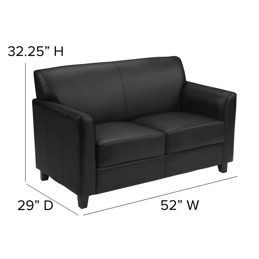 Flash Furniture Hercules Diplomat 52 in. Black Faux Leather 2-Seater Loveseat with Flared Arms