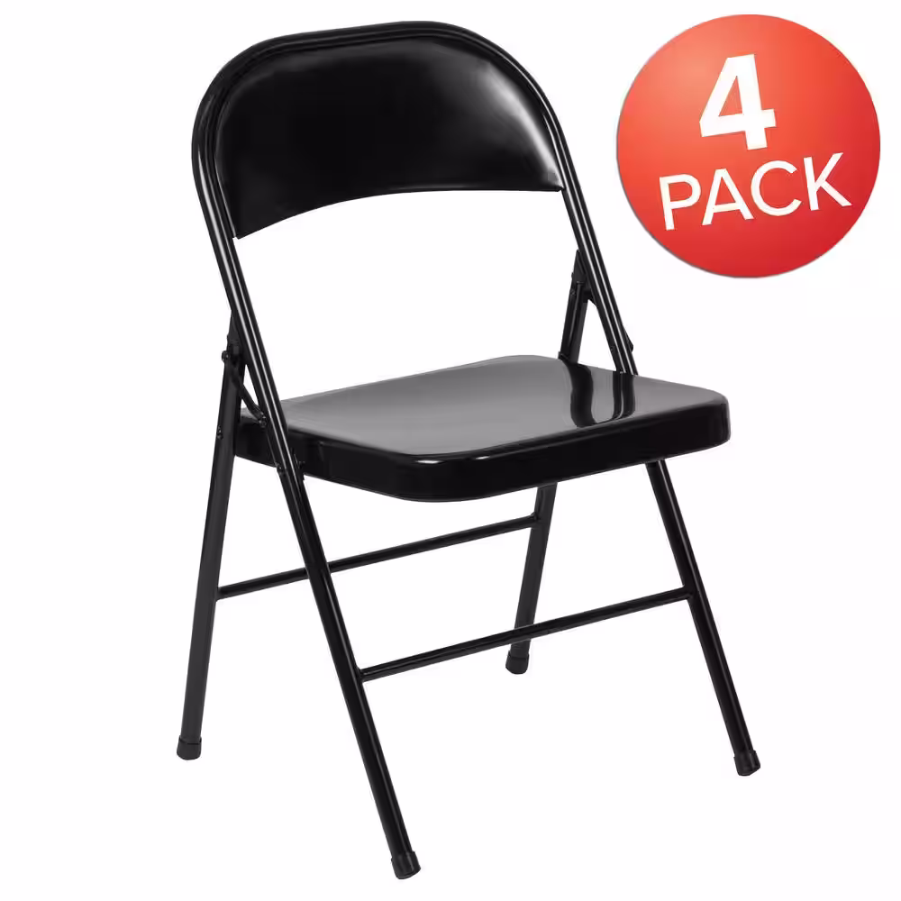 Carnegy Avenue Black Metal Folding Chair (4-Pack)