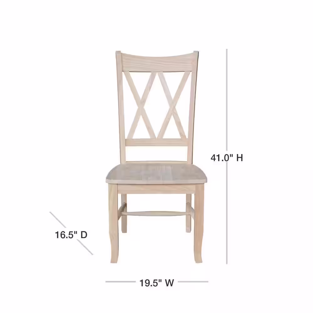 International Concepts Unfinished Wood Double X-Back Dining Chair (Set of 2)