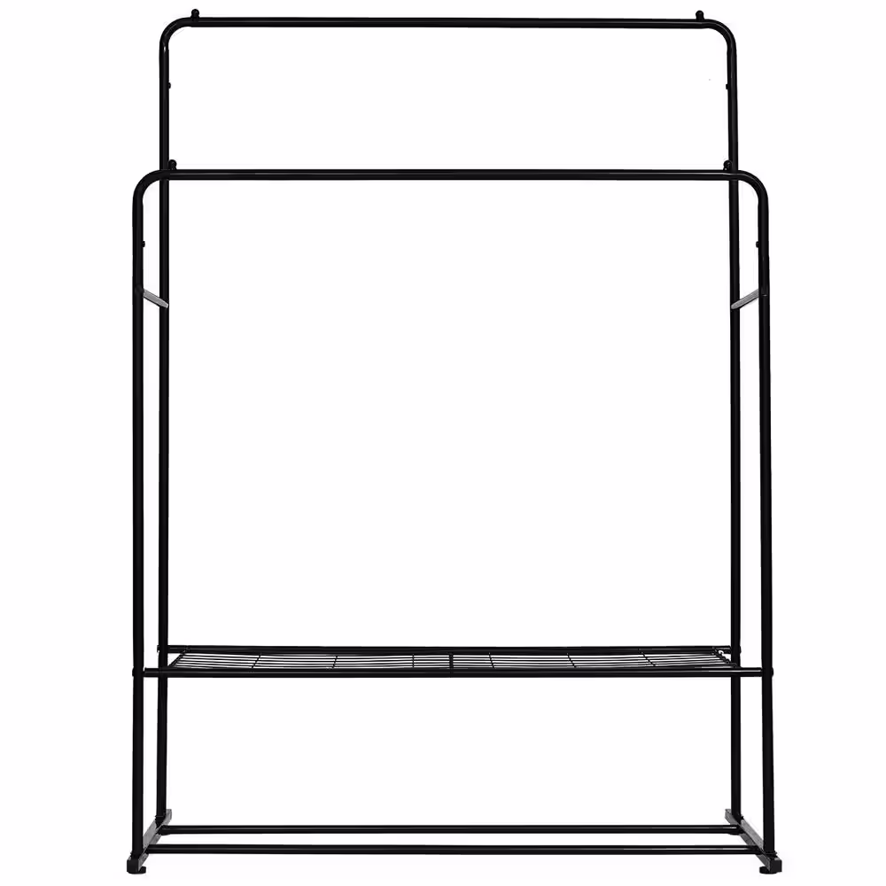 None Black Metal Clothes Rack 43.30 in. W x 60.24 in. H