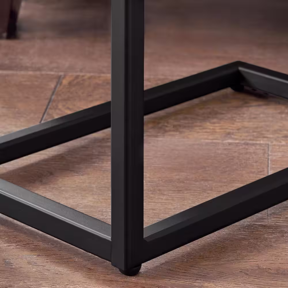 StyleWell Donnelly Black C-Shaped Side Table with Black Wood Top