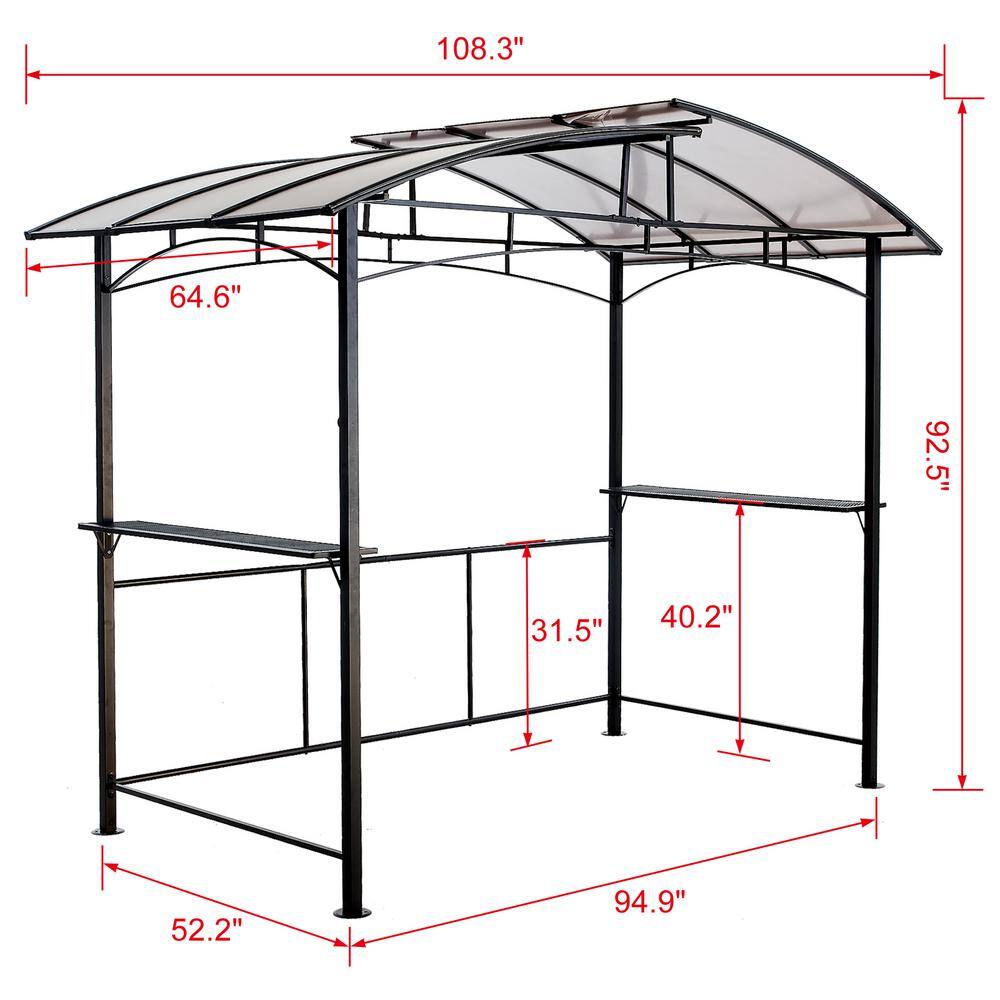 None 8 ft. x 5 ft. Black Portable Gazebos with Steel Hardtop and Side Shelves
