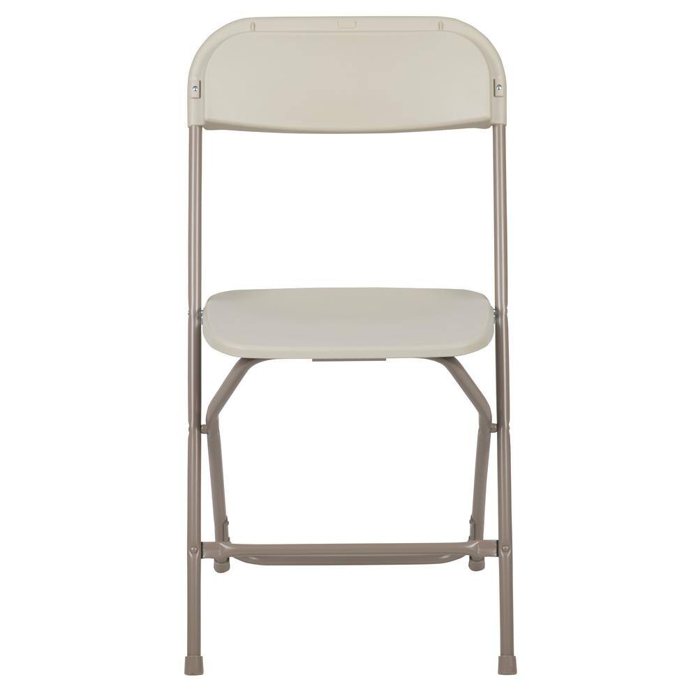 Carnegy Avenue Beige Plastic Seat with Metal Frame Folding Chair (Set of 2)