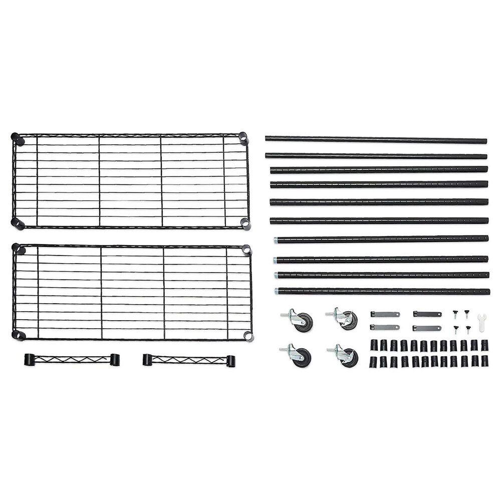 None Black Steel Garment Clothes Rack With Double Rod 36 in. W x 72 in. H