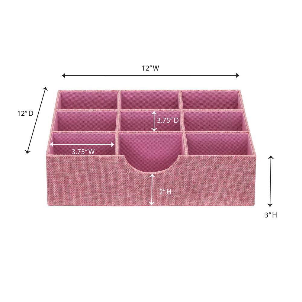 HOUSEHOLD ESSENTIALS 12 in W x 3 in. H Carnation Pink 1 Drawer 9 Section Hard-Sided Trays (2-Pack)